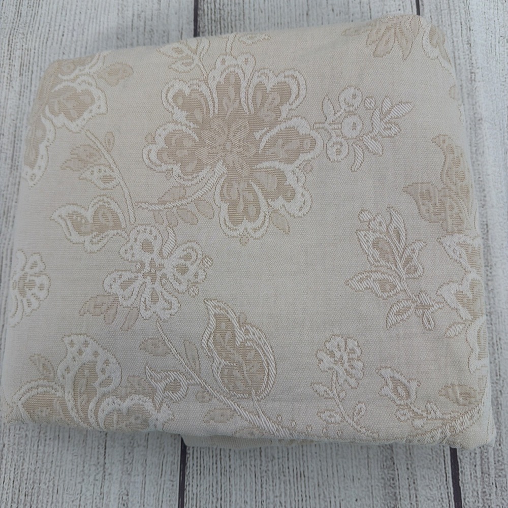 Pereira Da Cunha Shower Curtain Beige Floral Matelasse Portugal 100% Cotton